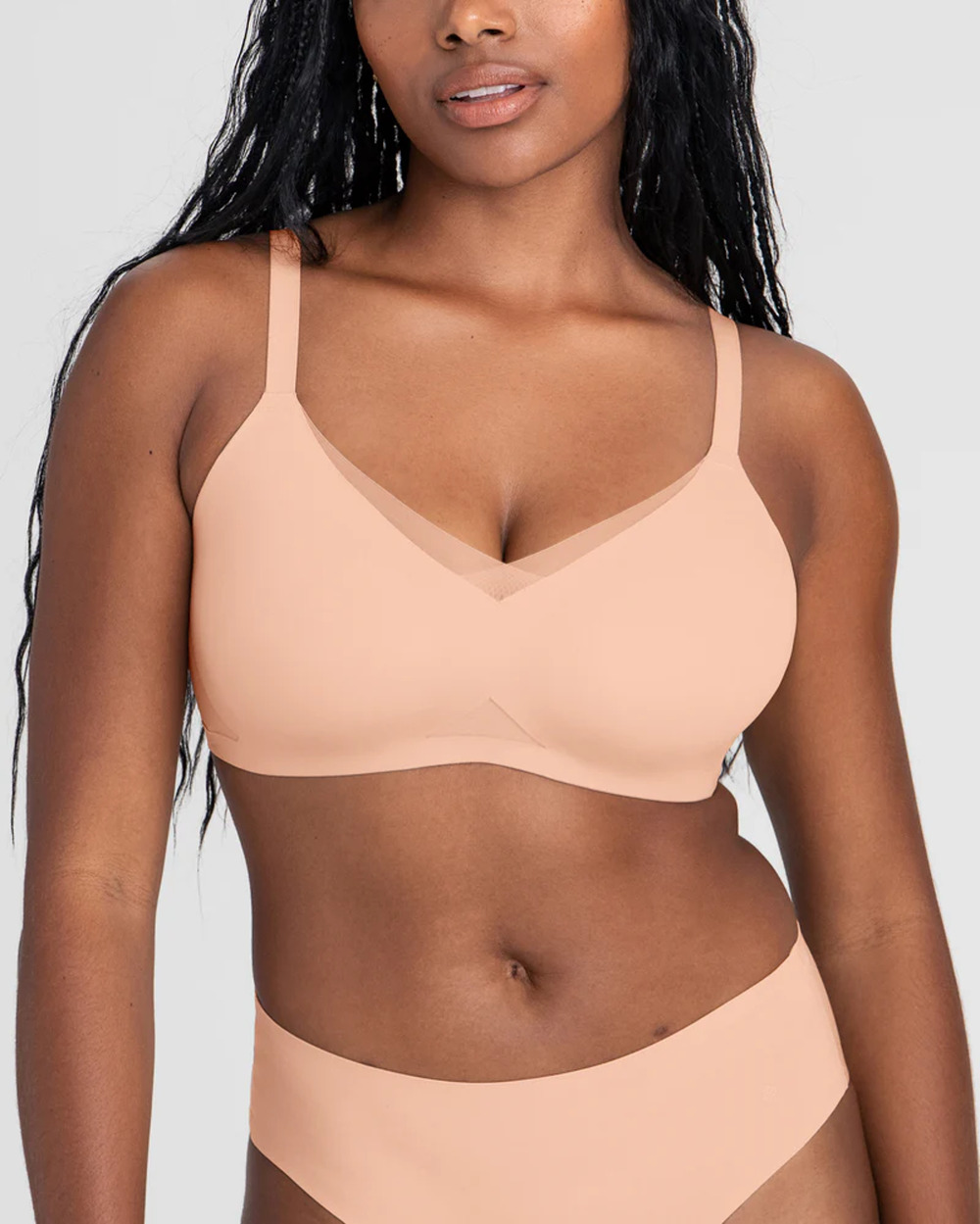 NEW Honeylove Liftwear CrossOver Bra Women's Blush Pink Mesh Bralette Size M